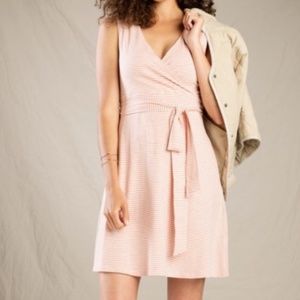 Toad & Co Cue Sleeves Pink White Tie Back Dress